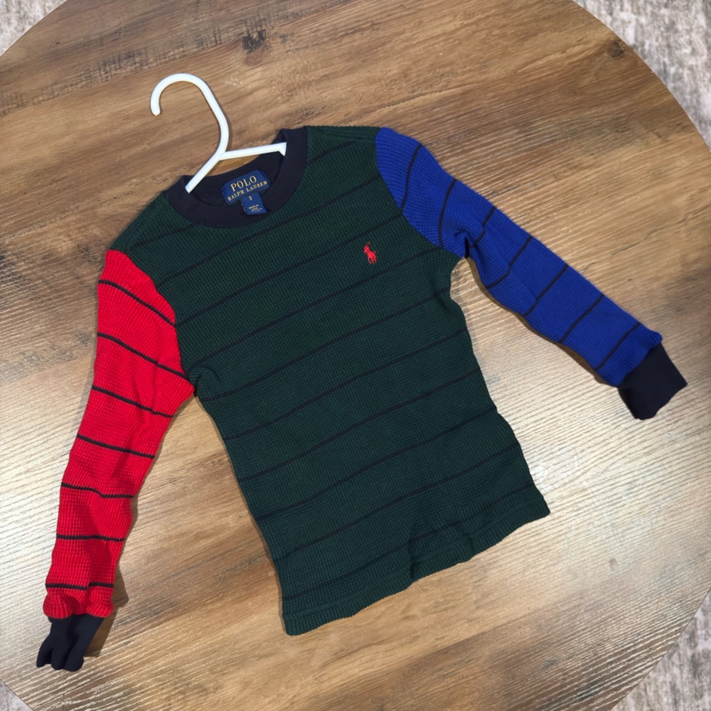 Ralph Lauren Toddler Green, Red, and Blue Long Sleeve Shirt